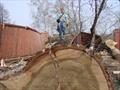 Распиловка огромного аварийного дерева